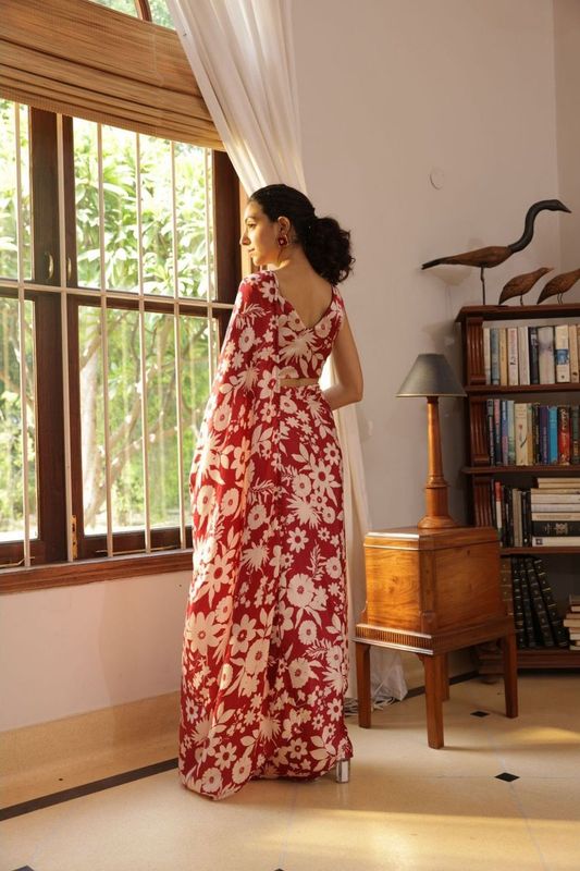 Maroon Color Beautiful Designer Nylon Japan Satin Fabric Trendy Girlie Saree