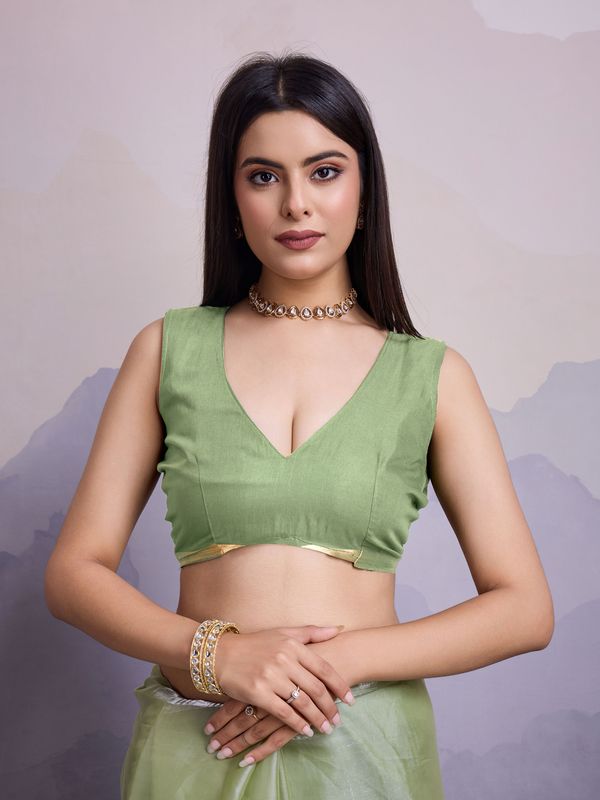 Pista Thread & Sequance Embroidery Work Jimmi Silk Saree