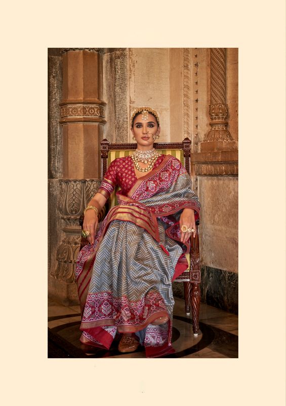 Grey Weaving Designer & Printed Silk Saree