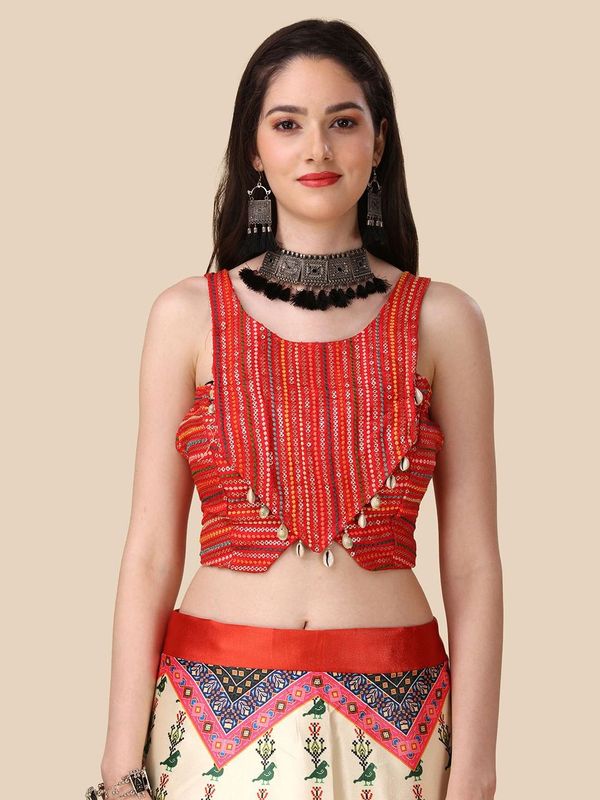 Digital Print Satin Silk Fabric Stitched Lehenga Choli With Jequared Blouse and Assami Silk Thread Work Dupatta For Women and Girls In Festive Party And Traditional Wear