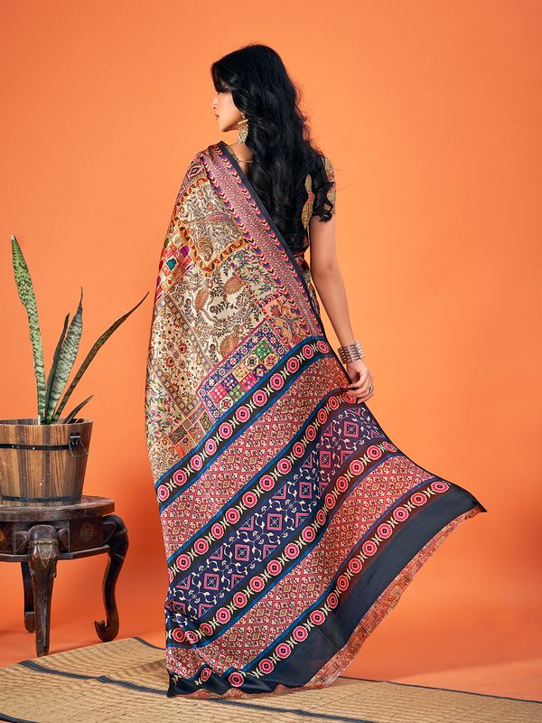 Multy Designer Printed Pashmina Saree