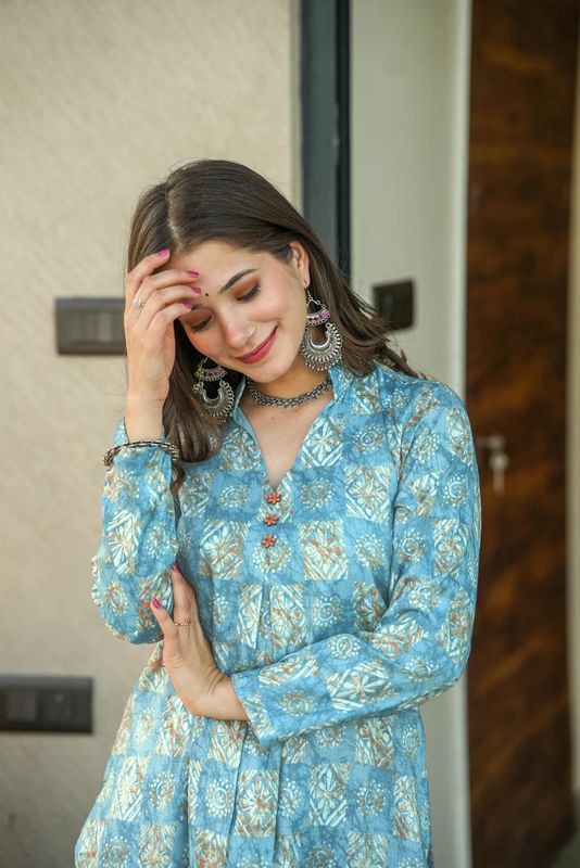 elecric blue Pure MuslinKurtas