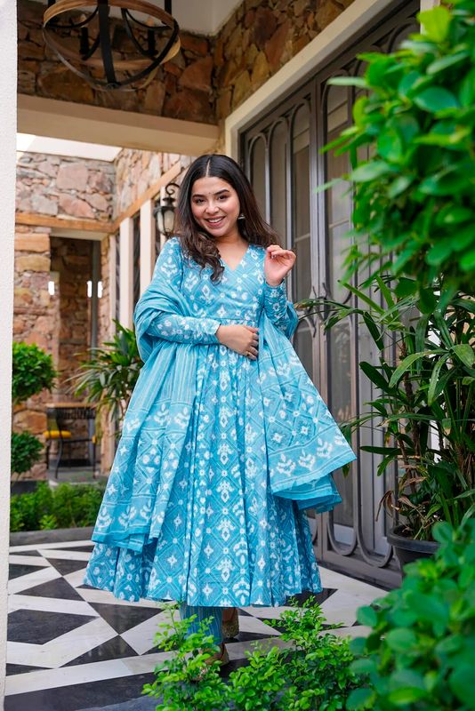Bright blue Pure MuslinKurtas