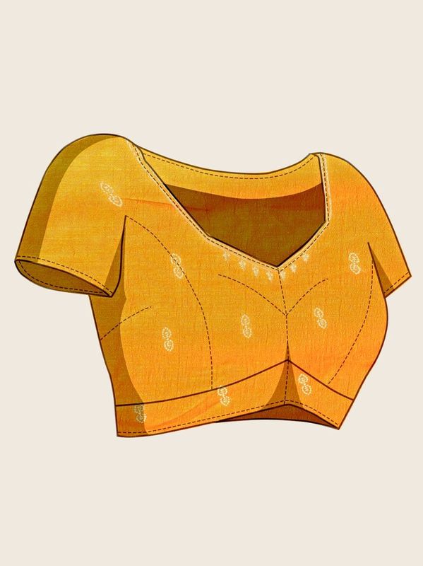 Mustard Designer Embroidery Work Vichitra Silk Saree