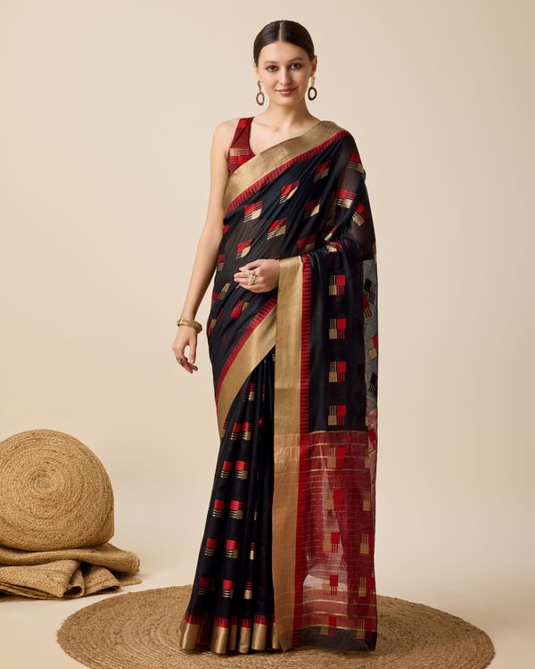Black Weaving Designer Cotton Silk Saree