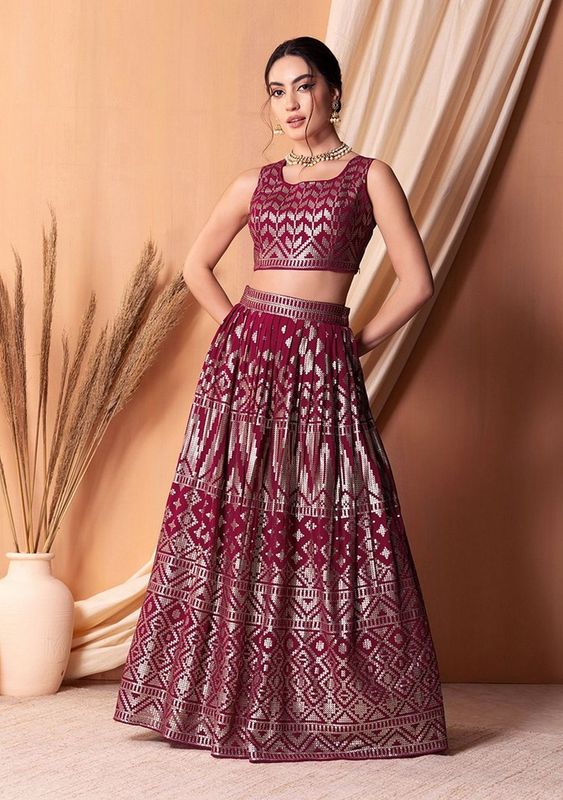 Pink Color Sequins Embroidered Bridesmaid Ceremonial Lehenga Choli