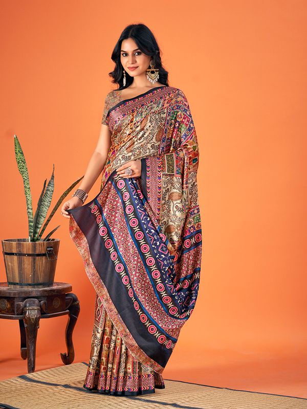 Multy Designer Printed Pashmina Saree