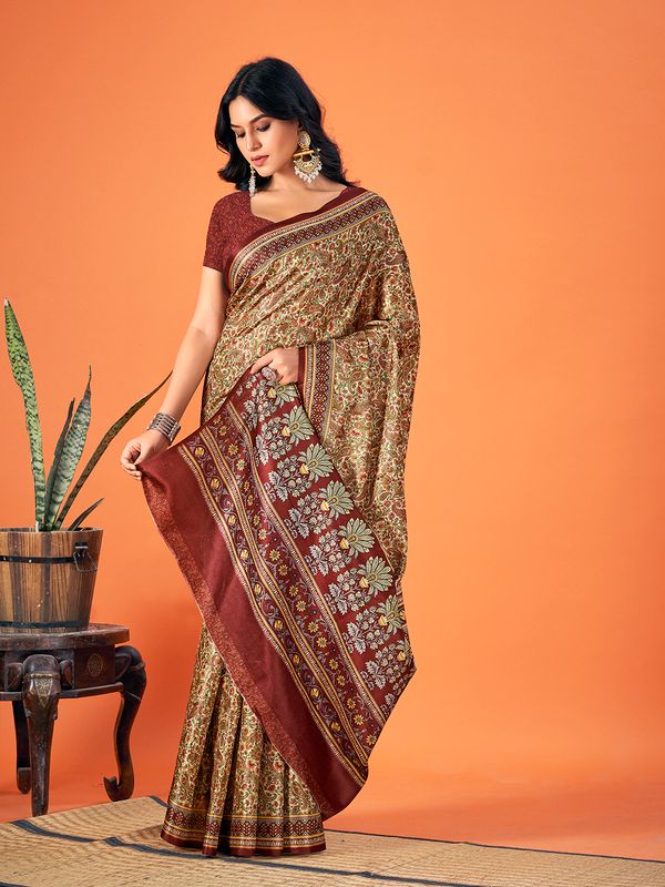 Multy Designer Printed Pashmina Saree