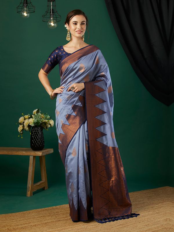 Lavender Wevon Jari Designer Banarasi Silk Saree
