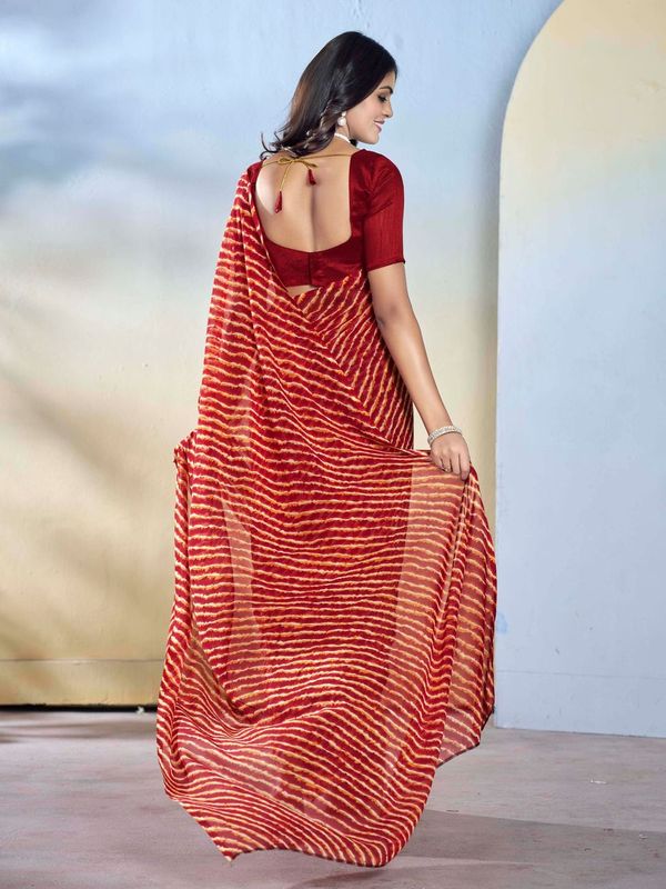 Maroon Color Beautiful Georgette Fabric Designer Printed Saree