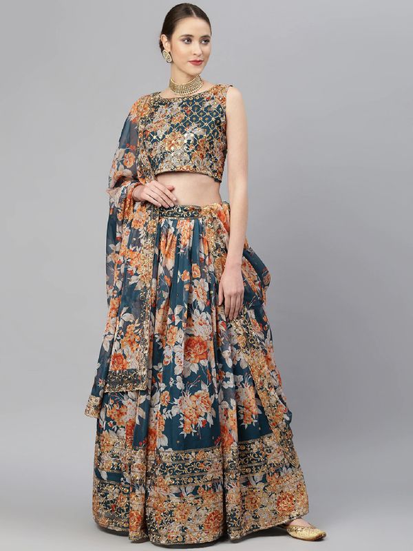 Floral Print With Sequince Embroidery Work