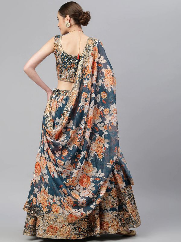 Floral Print With Sequince Embroidery Work