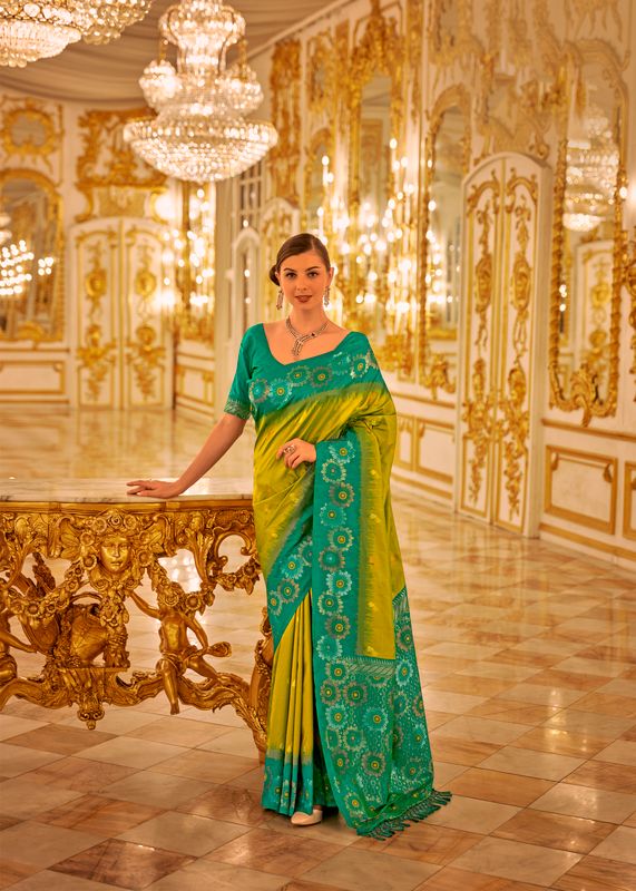 Lemon yellow Weaving Designer Banarasi Silk Saree