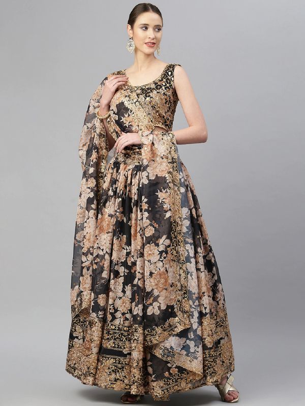Floral Print With Sequince Embroidery Work