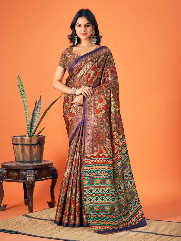 Multy Designer Printed Pashmina Saree