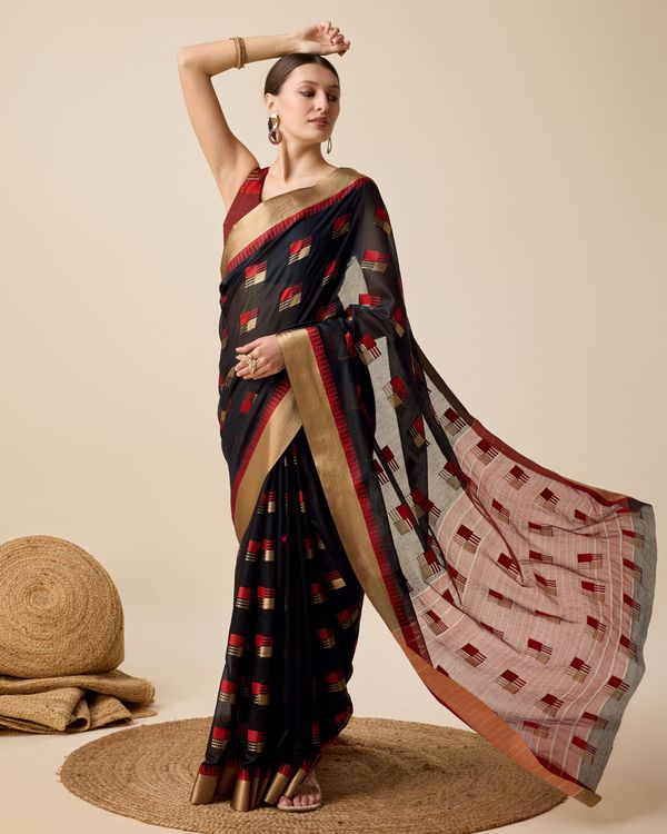 Black Weaving Designer Cotton Silk Saree