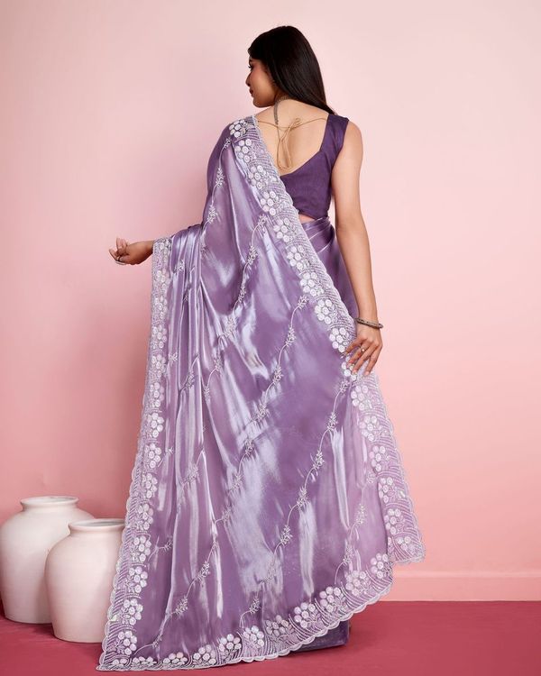 Purple Sequance Embroidery Work Jimmy Choo Saree