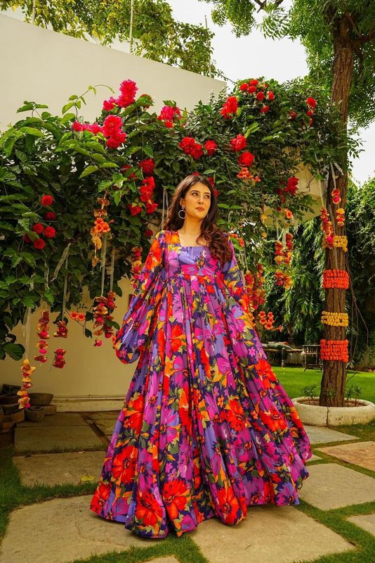 multicolorHeavy GeorgetteKurtas