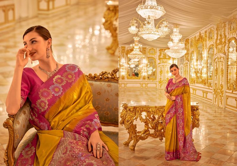 Yellow Weaving Designer Banarasi Silk Saree