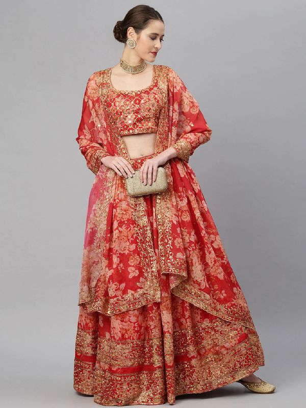 Floral Print With Sequince Embroidery Work