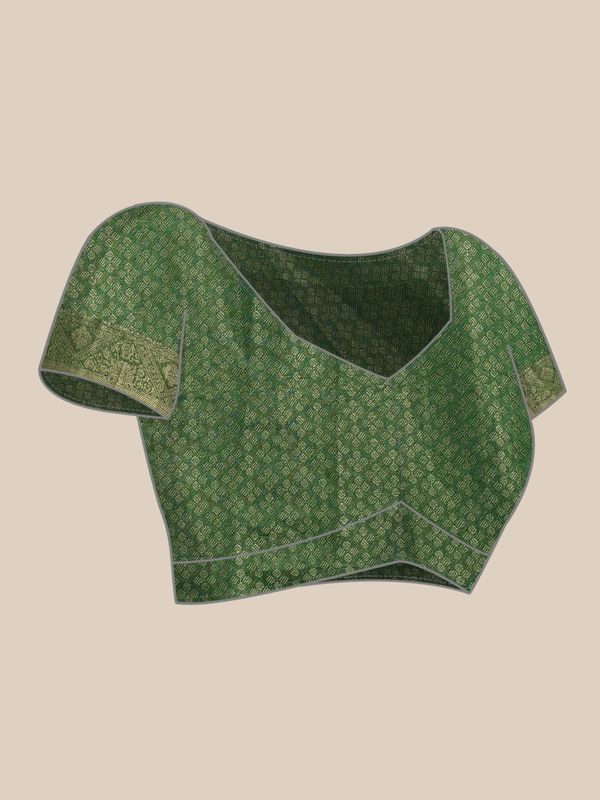 Green Digital Printed Banarasi Cotton Zari Woven Saree