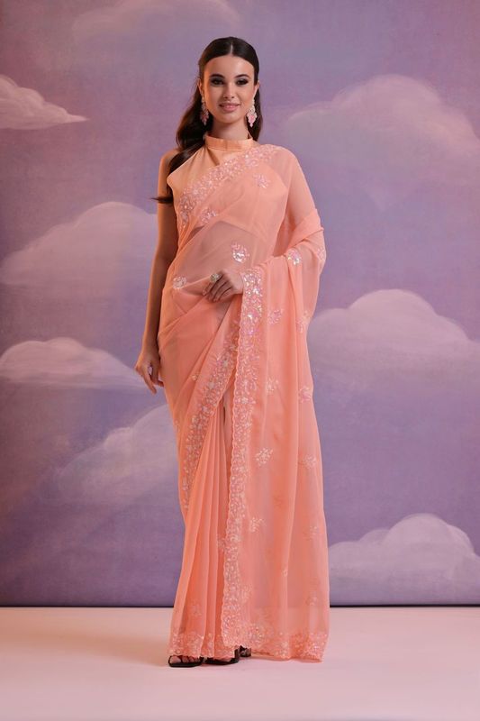 Fenta Designer Sequance Embroidery Work Georgette Saree