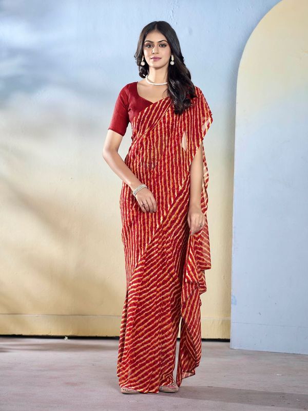 Maroon Color Beautiful Georgette Fabric Designer Printed Saree