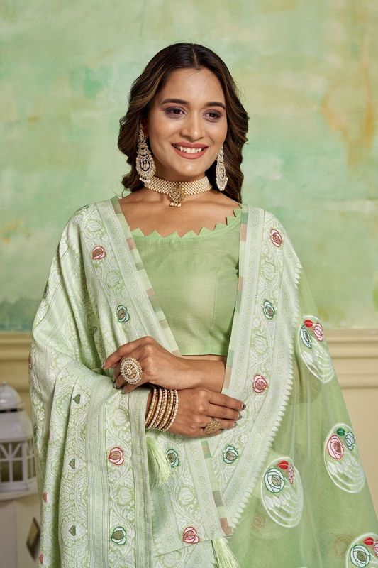 Green Wevon Designer Cotton Saree