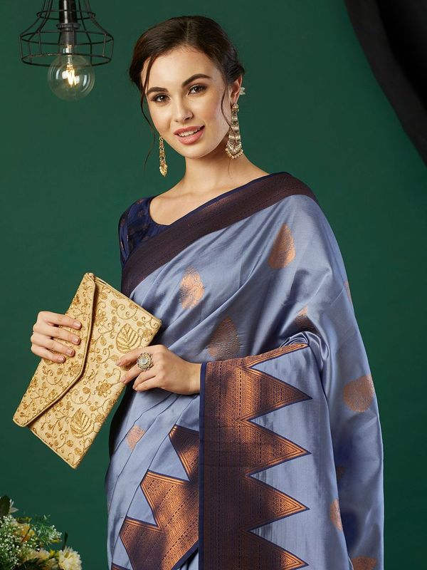 Lavender Wevon Jari Designer Banarasi Silk Saree