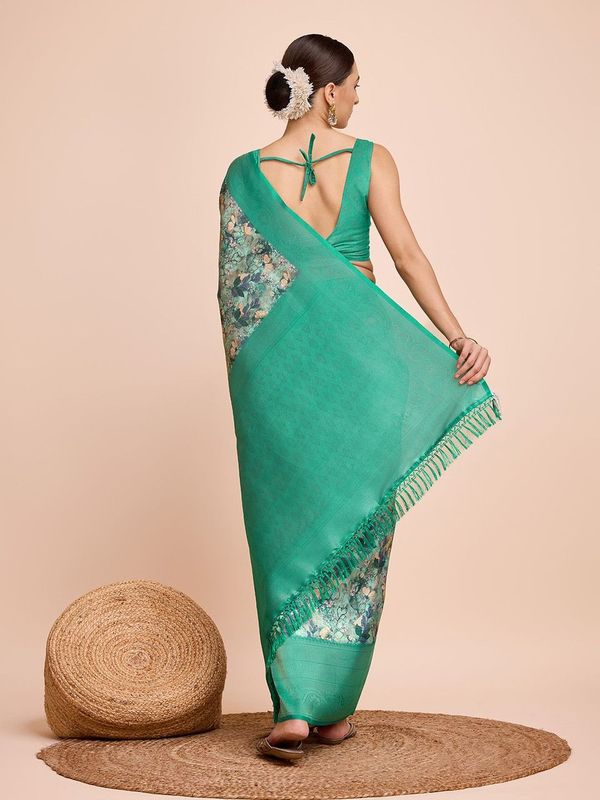 Rama Weaving Jari Designer & Printed Kanjivaram Silk Saree