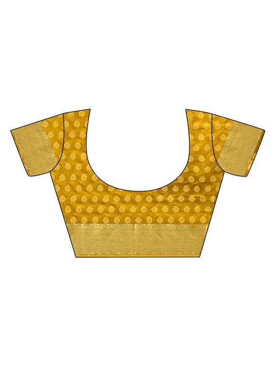 Golden Yellow Weaving Jari Designer Satin Silk Saree