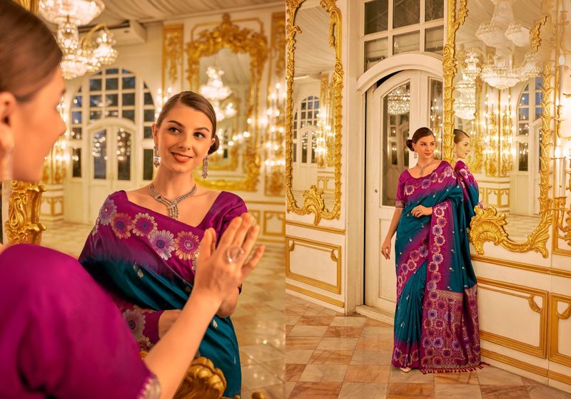Royal Blue Weaving Designer Banarasi Silk Saree