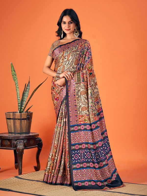 Multy Designer Printed Pashmina Saree