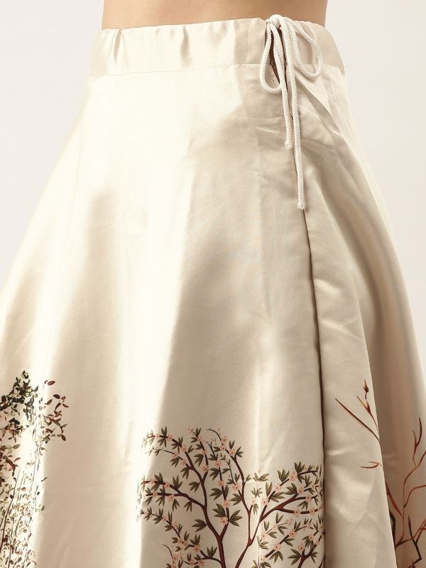 Ethnic Motifs Digital Print Shiney Satin Croptop Lehenga Choli With Blouse For Women and Girls