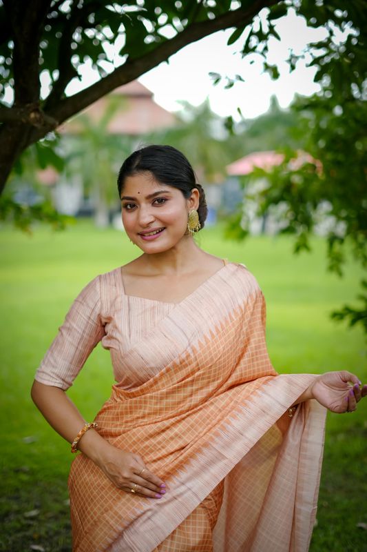 Yellow Wevon Kantha Designer & Printed Tussar Silk Saree