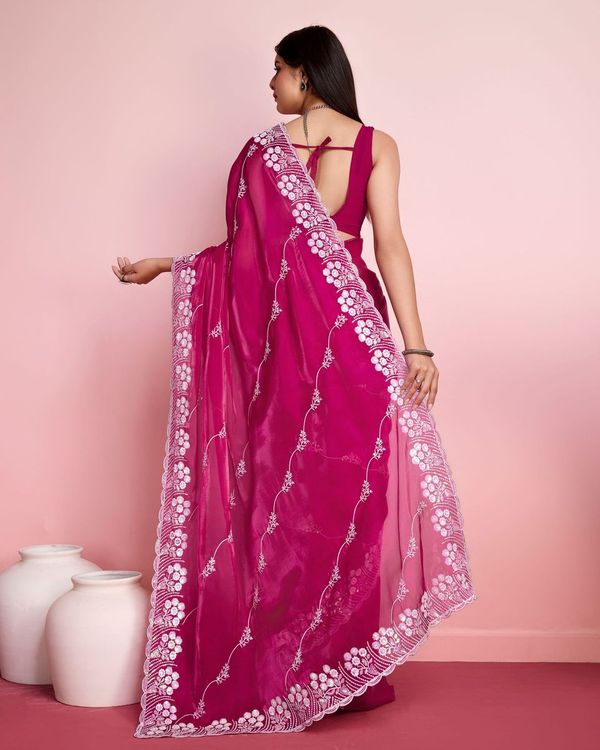 Pink Sequance Embroidery Work Jimmy Choo Saree