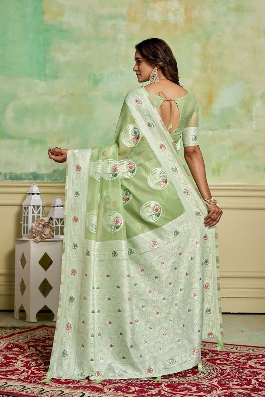 Green Wevon Designer Cotton Saree
