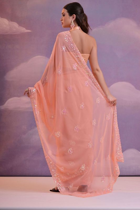 Fenta Designer Sequance Embroidery Work Georgette Saree
