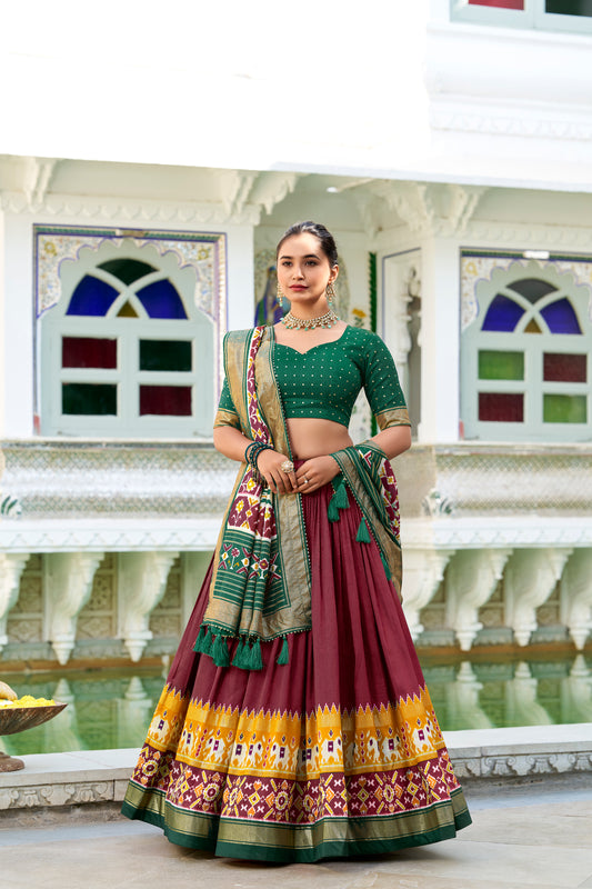 Maroon Patola Print Design Lehenga Choli With Dupatta