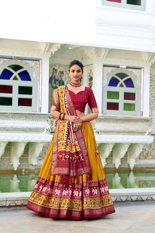 Off White Patola Print Design Lehenga Choli With Dupatta