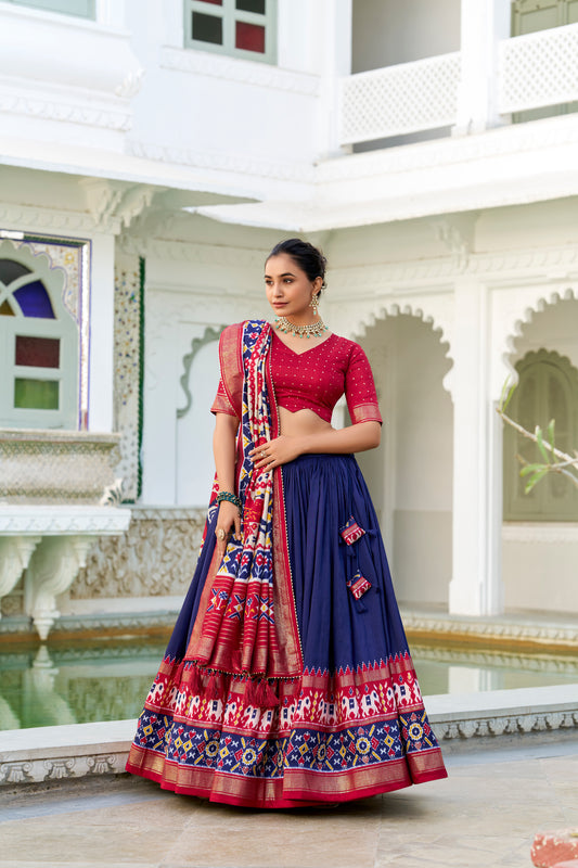 Off White Patola Print Design Lehenga Choli With Dupatta