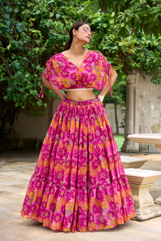 Women's Chiffon Lehenga Choli With Dupatta