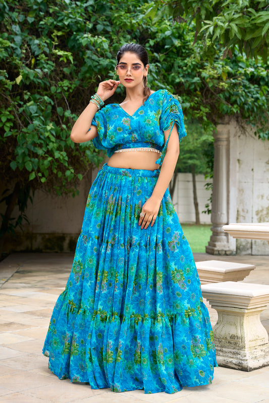 Women's Chiffon Lehenga Choli With Dupatta