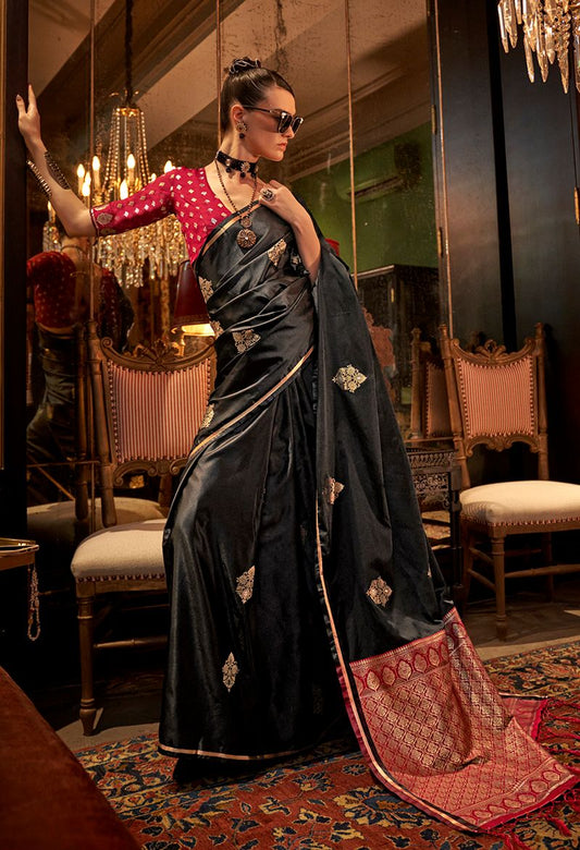 Black woven ethnic sarees