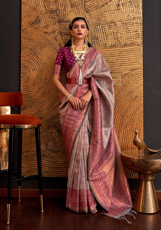  Light rose woven saree