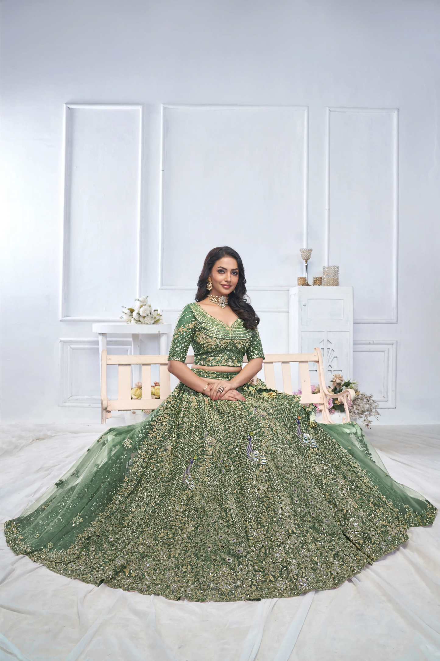 Graceful Green bridal wear lehenga