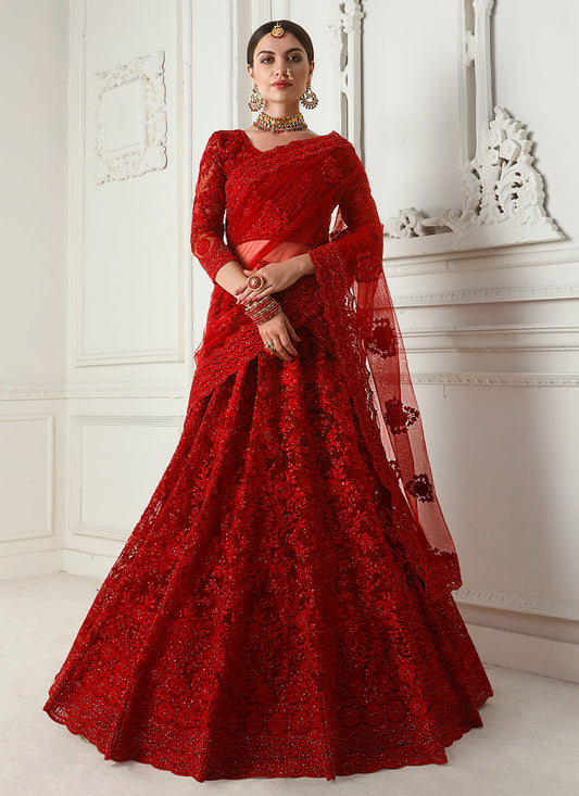 Maroon Tonal Thread Embroidered Lehenga