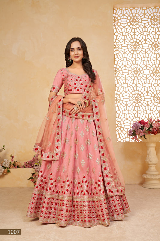 Pestal Pink Embroidered Lehenga