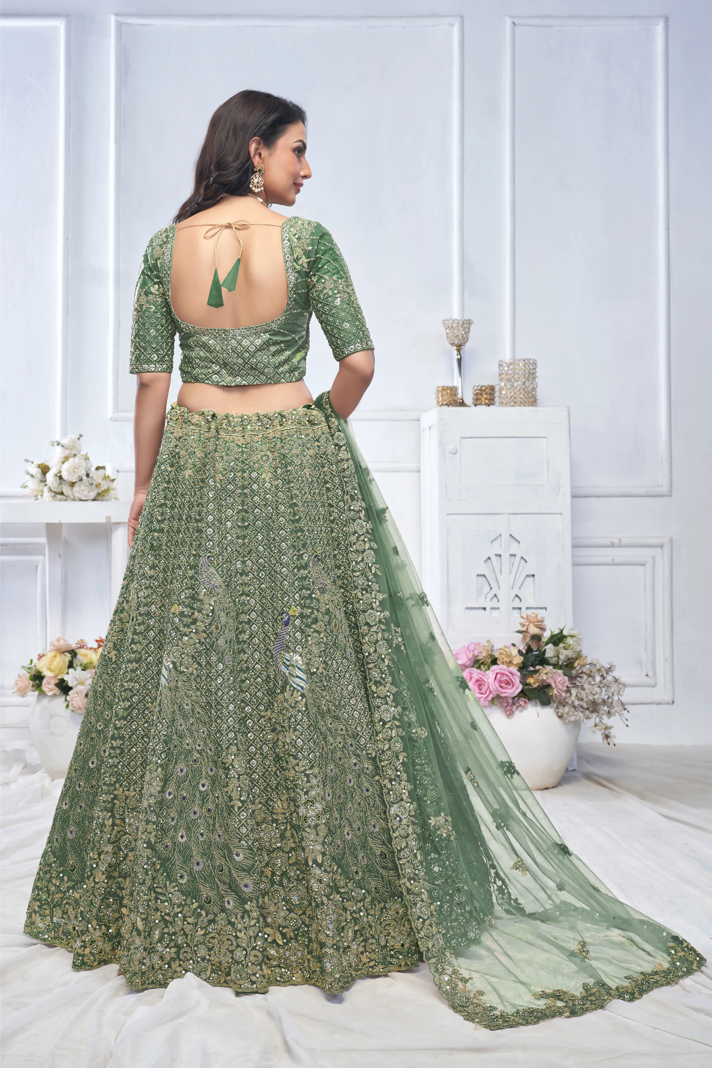 Graceful Green bridal wear lehenga