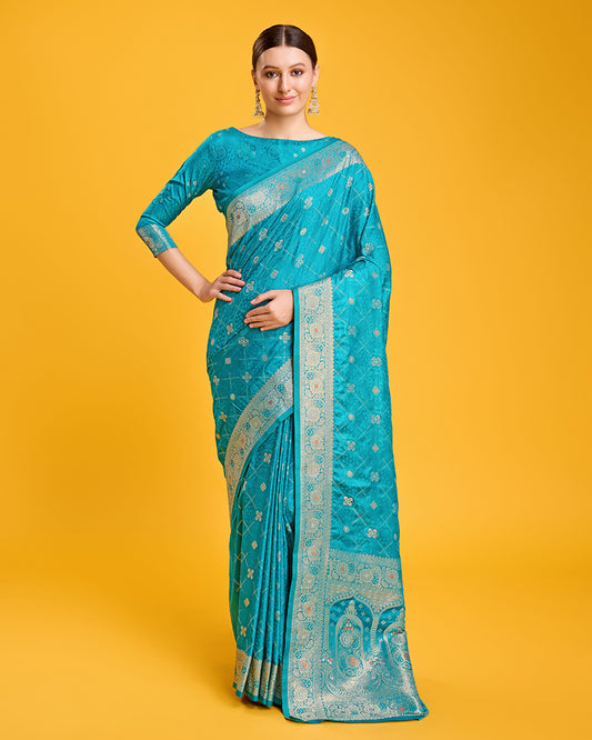 Cyan Zari_Work Banarasi_Silk